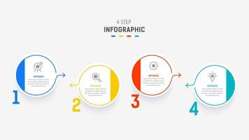 cuatro paso infografía elemento diseño modelo para presentación. proceso diagrama y presentaciones paso, flujo de trabajo disposición, bandera, fluir cuadro, informacion gráfico ilustración. vector