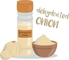 dehydrated onion illustration isolated in cartoon style. Herbs and Species Series vector