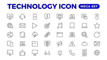 Technology line icons. Technological and device in various industries. Icons for websites, applications and creative outline icon. vector