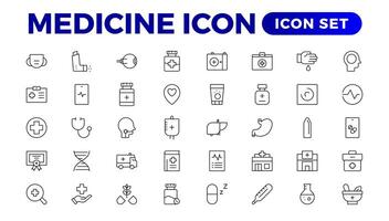 medicina línea icono conjunto recopilación. conjunto de línea íconos de medicina y helth para weband aplicaciones moderno icono y varios conceptos, conjunto de plano señales y símbolos para web y aplicaciones vector