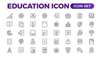 educación línea icono recopilación. conjunto de línea íconos de educación para moderno conceptos, web, y aplicaciones conjunto de plano señales y símbolos para web y aplicaciones vector