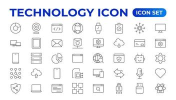 Technology line icons. Technological and device in various industries. Icons for websites, applications and creative outline icon. vector