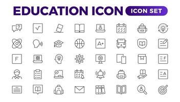 Education line icon collection. Set of line icons of education for modern concepts, web, and apps. Set of flat signs and symbols for web and apps. vector