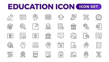 educación línea icono recopilación. conjunto de línea íconos de educación para moderno conceptos, web, y aplicaciones conjunto de plano señales y símbolos para web y aplicaciones vector