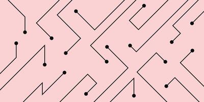 Connected black dot on pink background. Cyber connection illustration. Geometric lines connection backdrop layout. vector