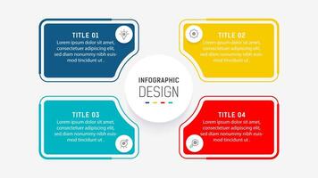 cuatro paso infografía elemento diseño modelo para presentación. proceso diagrama y presentaciones paso, flujo de trabajo disposición, bandera, fluir cuadro, informacion gráfico ilustración. vector