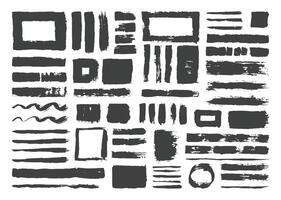 Set of black brush strokes paint element. Artistic shapes brushes. Rectangle, lines, circle, and color blocks. Grunge stroke element set. Ink brush in various forms. Artistic hand drawn shape. vector