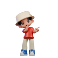 3d Cartoon Character with a Hat and Red Shirt Whister to You Pose png