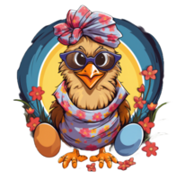 Cute cartoony Monster Hen with Easter Eggs png