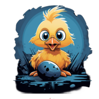 Cute cartoony Monster Hen with Easter Eggs png