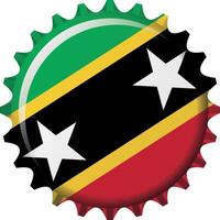 National flag of Saint Kitts and Nevis on a bottle cap. Illustration vector