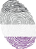 huella dactilar de colores con el asexual orgullo bandera aislado en blanco antecedentes ilustración vector