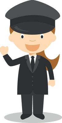 Cute cartoon illustration of a chauffeur. Women Professions Series