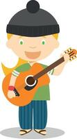 Cute cartoon illustration of a musician. Women Professions Series vector