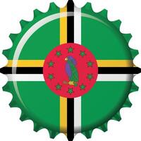 National flag of Dominica on a bottle cap. Illustration vector