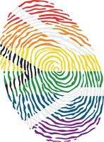 Fingerprint colored with the Rainbow South Africa lgbt pride flag isolated on white background Illustration vector