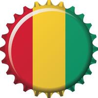 National flag of Guinea on a bottle cap. Illustration vector