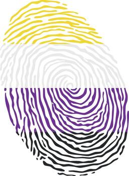 Fingerprint colored with the Non Binary pride flag isolated on white background Illustration vector