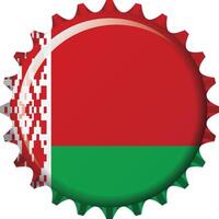 National flag of Belarus on a bottle cap. Illustration vector