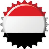 National flag of Yemen on a bottle cap. Illustration vector