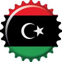 National flag of Libya on a bottle cap. Illustration vector