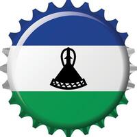 National flag of Lesotho on a bottle cap. Illustration vector