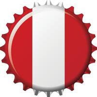 National flag of Peru on a bottle cap. Illustration vector