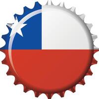 National flag of Chile on a bottle cap. Illustration vector