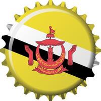National flag of Brunei on a bottle cap. Illustration vector