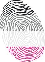 Fingerprint colored with the Gynephilia pride flag isolated on white background Illustration vector