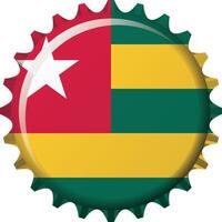 National flag of Togo on a bottle cap. Illustration vector