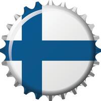 National flag of Finland on a bottle cap. Illustration vector