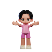 3d desenho animado personagem dentro Rosa roupas mostrando bem-vinda pose png