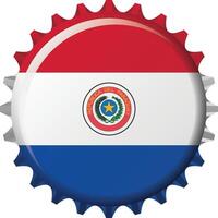 National flag of Paraguay on a bottle cap. Illustration vector