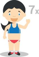 Sports cartoon illustrations. Heptathlon vector