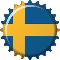 National flag of Sweden on a bottle cap. Illustration vector