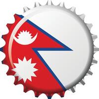 National flag of Nepal on a bottle cap. Illustration vector