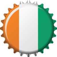 National flag of Ivory Coast on a bottle cap. Illustration vector