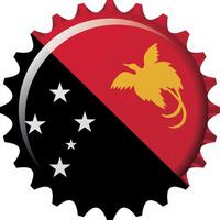 National flag of Papua New Guinea on a bottle cap. Illustration vector