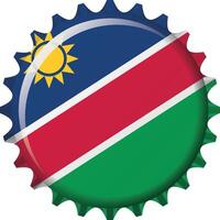 National flag of Namibia on a bottle cap. Illustration vector