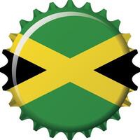 National flag of Jamaica on a bottle cap. Illustration vector