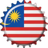 National flag of Malaysia on a bottle cap. Illustration vector