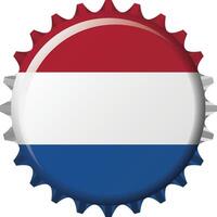 National flag of The Netherlands on a bottle cap. Illustration vector