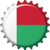 National flag of Madagascar on a bottle cap. Illustration vector