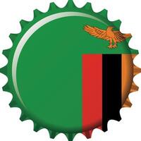 National flag of Zambia on a bottle cap. Illustration vector