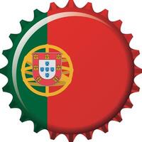 National flag of Portugal on a bottle cap. Illustration vector