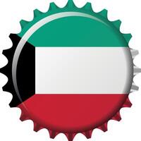 National flag of Kuwait on a bottle cap. Illustration vector