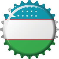 National flag of Uzbekistan on a bottle cap. Illustration vector