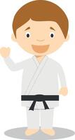 Deportes dibujos animados ilustraciones. judo vector