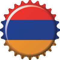 National flag of Armenia on a bottle cap. Illustration vector